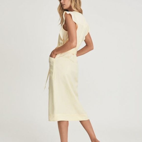 NWT REISS | Emma Linen Blend Midi Dress (no belt) - Picture 4 of 7